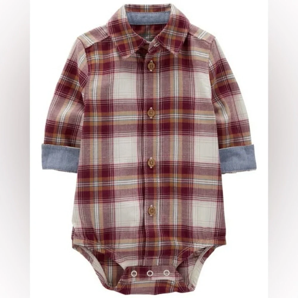 OshKosh B'gosh Red and Brown Bodysuit One Piece